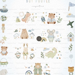 Boho Baby Watercolor Clipart, Nursery Animal Clipart, Newborn Boho Kid ...