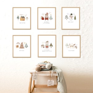 May include: Set of six printable Christmas cards featuring cute woodland animals in a winter setting. Each card has a different message, including "Merry Christmas", "Happy Holidays", "It is the most wonderful time of the year", and "Joy to the world".