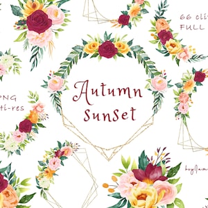Burgundy orange flower watercolor clipart, FREE COMMERCIAL use, paprika floral clipart PNG, autumn flower clipart, wedding clipart graphics