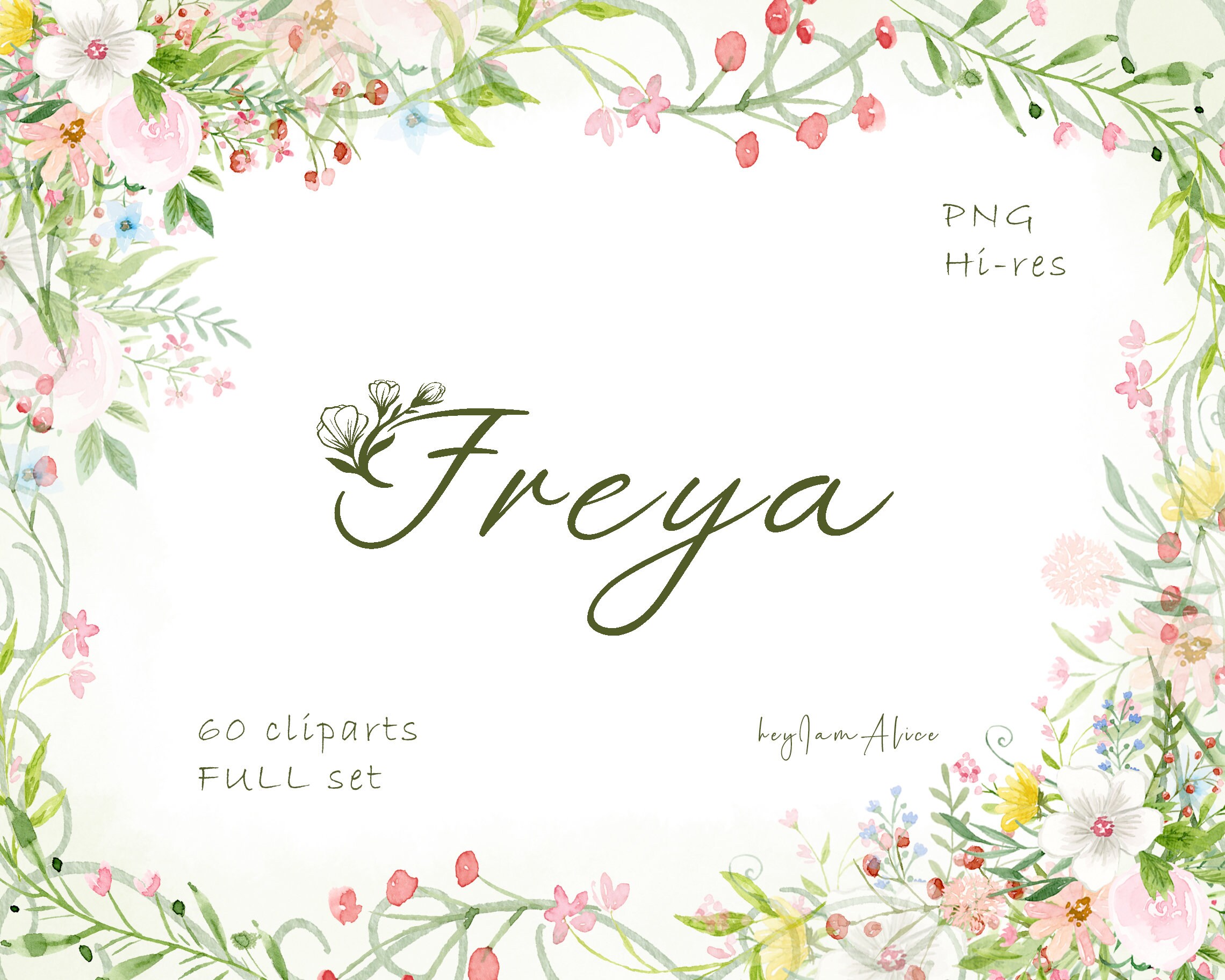Spring Wild flower watercolor clipart, spring pastel floral graphic PNG, colorful clipart, soft cute tiny flower PNG, sublimation design PNG