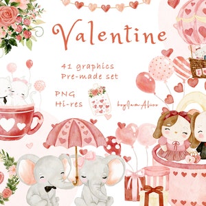 Clipart aquarela dos namorados PNG, gráfico de casal de animais PNG, clipart romântico de amor, design de sublimação PNG, dia dos namorados, clipart de coelho
