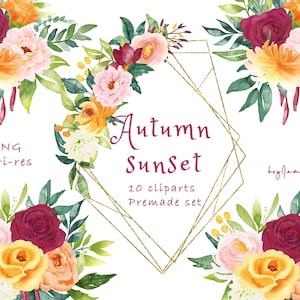 Burgundy orange flower watercolor clipart, FREE COMMERCIAL use, paprika floral clipart PNG, autumn flower clipart, wedding clipart graphics