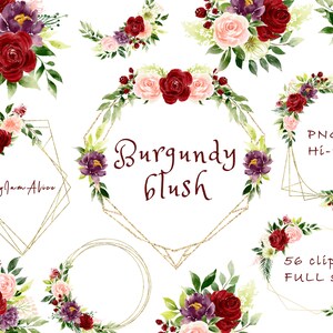 Burgundy Blush aquarel bloemen clipart, wijn roze bloem PNG, gratis commercieel gebruik, vintage rose clipart, bruiloft bloem clipart, bordo png