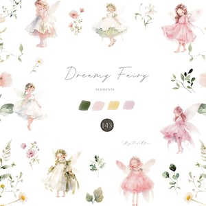 Fairy tuin aquarel clipart, betoverd bos, sprookje graphics, kinderkamer clipart, magische fee, Once Upon a Time clipart, baby PNG