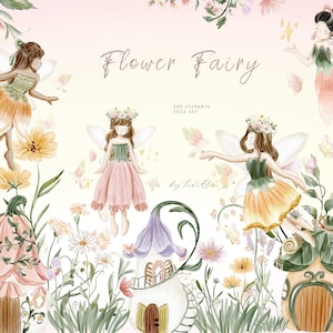 Fairy tuin aquarel clipart, betoverd bos, sprookje graphics, kwekerij clipart, magische fee, once upon a time clipart, baby PNG
