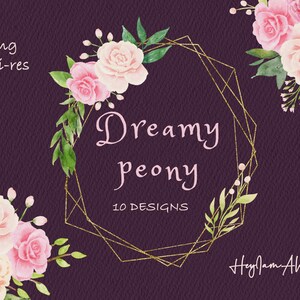 Pfingstrose Blumen Aquarell Clipart, kostenlose kommerzielle Nutzung, grün Clipart, Hochzeit DIY, kommerzielle Nutzung Grafik, kommerzielle Grenze, png digital