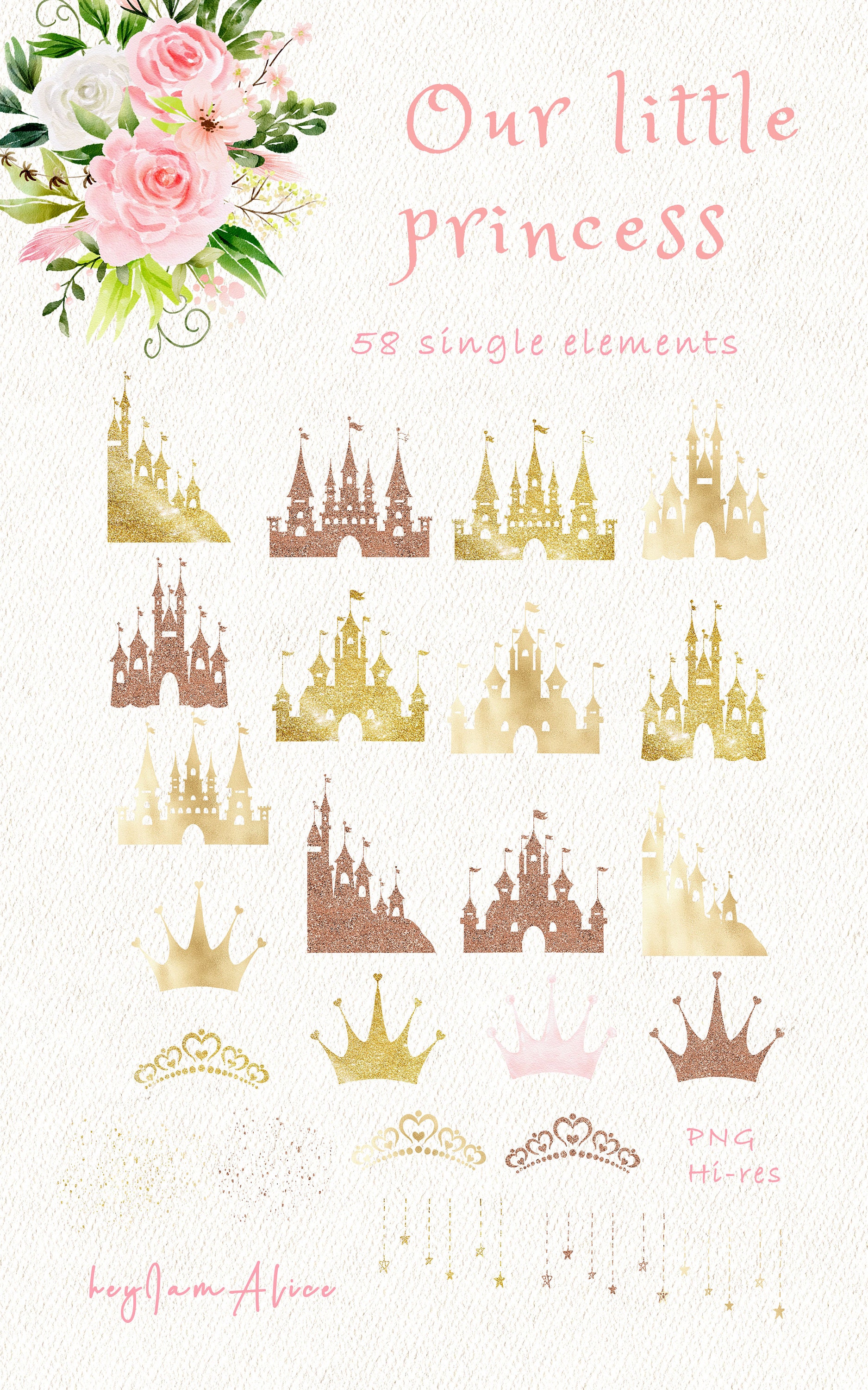 Baby Girl Watercolor Clipart, Little Princess Clipart, Nursery Clipart ...