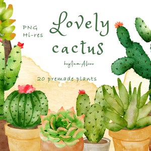 Watercolor Cactus clipart, FREE COMMERCIAL use, Tropical watercolor plant, png succulent clipart, digital clipart png, desert plant png