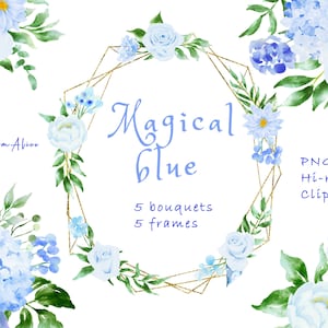 Blauwe bloemen aquarel clipart, GRATIS commercieel gebruik, groen clipart png, bruiloft uitnodigen clipart, blauwe bloem aquarel. blauwe bloemen png