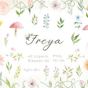 Clipart aquarelle de fleur sauvage de printemps, graphique floral pastel de printemps PNG, clipart coloré, douce mignonne petite fleur PNG, conception de sublimation PNG