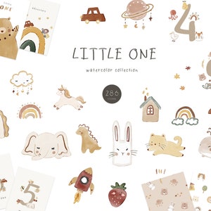 Boho Baby Aquarell Clipart, Kinderzimmer Tier Clipart, Neugeborene Boho Kind Doodle, Boho Baby-Dusche PNG, Mond Kind Grafik, Sublimation Design