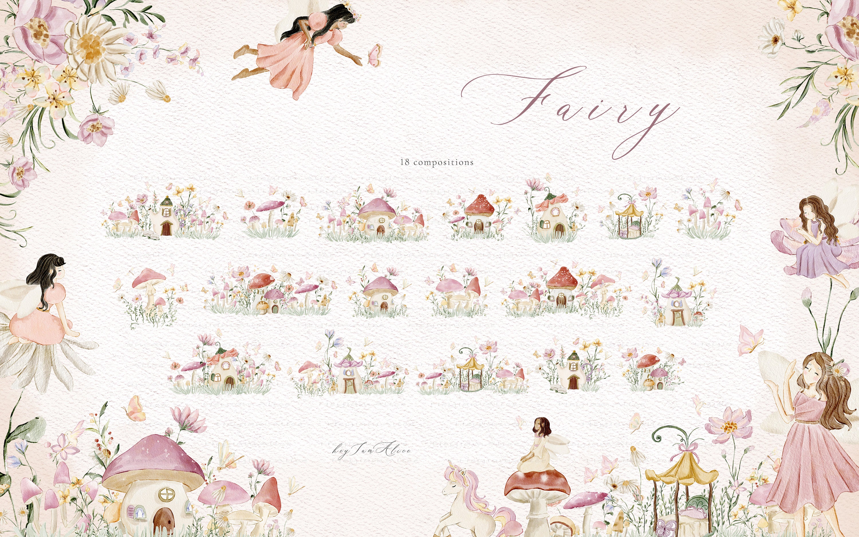Fairy Garden Watercolor Clipart Enchanted Forest Fairy Tale - Etsy