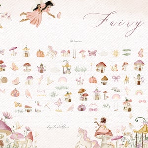 Fairy Garden Watercolor Clipart, Enchanted Forest, Fairy Tale Graphics ...