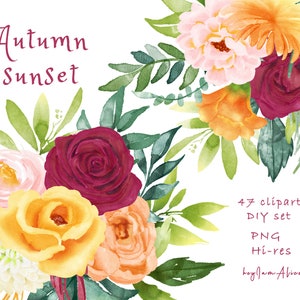 Burgundy orange flower watercolor clipart, FREE COMMERCIAL use, paprika floral clipart PNG, autumn flower clipart, wedding clipart graphics