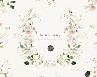 Soft bloom flower watercolor clipart, glow pink blush floral PNG, floral invitation, flower bouquet, wedding clipart, sublimation design