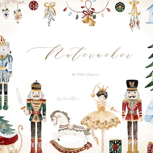 Clipart Schiaccianoci, grafica PNG schiaccianoci acquerello, clipart di Natale PNG, download digitale ballerina, stampabile per bambini, fiaba PNG