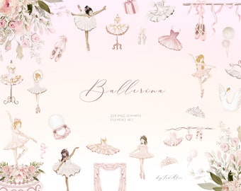 Ballerina clipart, watercolor animal clipart, bunny ballerina PNG, tutus graphics, nursery clipart, baby shower graphic, ballerina baby girl