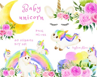 Unicorn clipart, pony clipart, FREE COMMERCIAL use, watercolor unicorn, nursery clipart, baby unicorn PNG, unicorn face clipart, digital png
