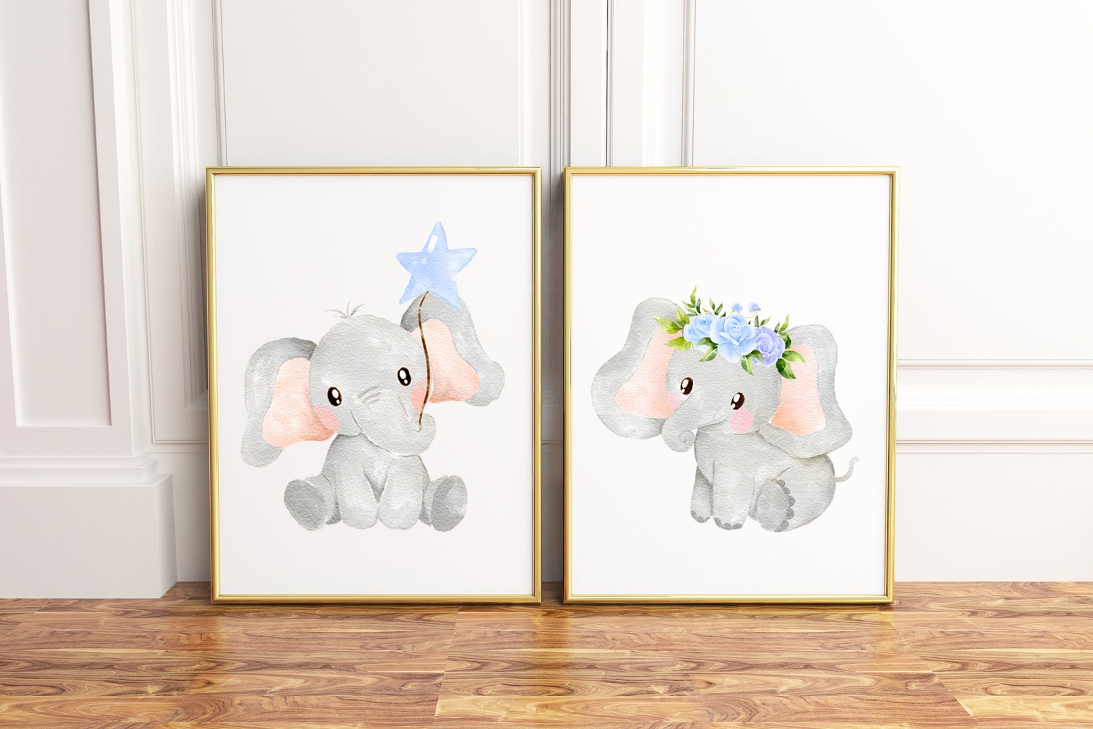 Baby Elephant Clipart, Blue Watercolor Elephant PNG, FREE COMMERCIAL ...