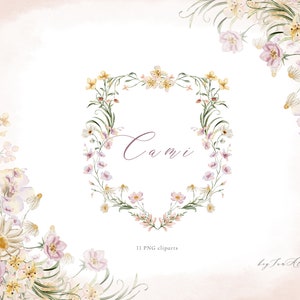 Rosa gelbe Blume Aquarell Clipart, leuchten rosa floral PNG, kostenlose kommerzielle Nutzung, weiches Gänseblümchen Blumen, Hochzeit Clipart, wilde Blumengrafik