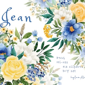 Clipart acquerello floreale blu, grafica floreale gialla, clipart verde png, clipart invito matrimonio, acquerello fiore blu. png floreale blu scuro