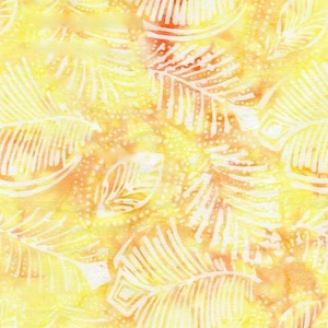 Fabric By The Yard Batik Yellow Timeless Treasures Batik Fern Leaves in Dots Yellow