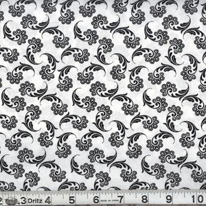 Fabric By The Yard Red, black on White MDG The Red & The Black,  Pattern Number 49108
