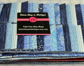 Jelly Roll Prints Blues MDG Jelly Roll, 40 strips 2 1/2 x 45 " 100 percent Quality Cotton.
