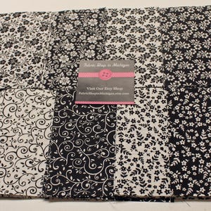 Charm Pack Black and White Prints by MDG Cotton Charm Packs 50 - 5 inch  squares, 100 percent Cotton