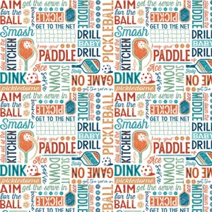 Fabric By The Yard Novelty Sports, Pickleball Paint Brush Studio 4 way text