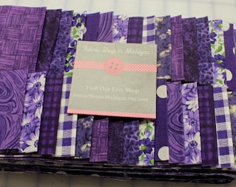 Jelly Roll Prints Purple MDG , 40 strips 2 1/2 x 45 " 100 percent Quality Cotton.
