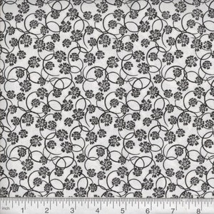Fabric By The Yard black on white  MDG Florals and Swirls Black on White Pattern 26