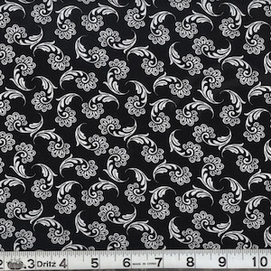 Fabric By The Yard Black Choice Classic Collection White on Black Pattern 49104