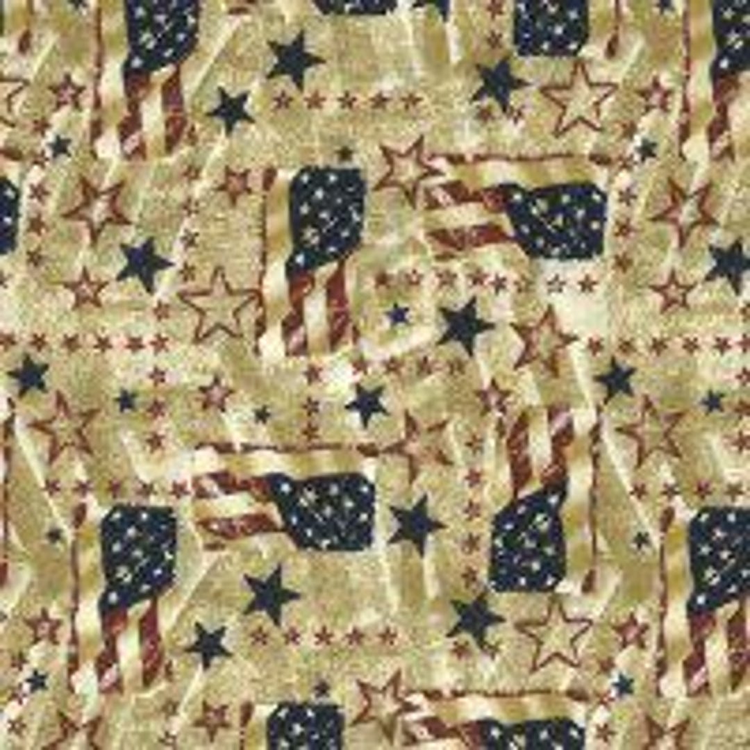 Fabric by the Yard Novelty Patriotic Santee Printworks Antique Flags ...