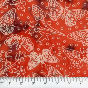 Fabric By The Yard Batik Red MDG Red Butterfly Batik Pattern 612