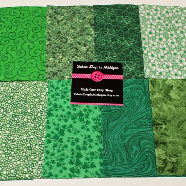 Charm Pack Green Prints MDG  Charm Packs.  50 -  5 inch squares  100% Quality Cotton