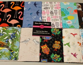 Charm Pack Bird Prints   50 -  5 inch squares  100% Quality Cotton