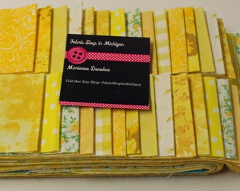 Jelly Roll Prints Yellow Jelly Rolls 40 x 2 1/2 inch strips 100 percent Quality Cotton