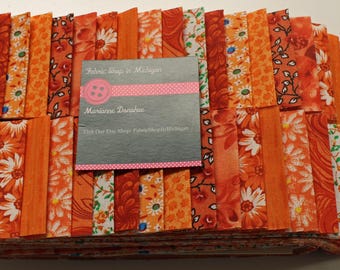Jelly Roll Prints Oranges MDG  Jelly Roll, 40 strips Flat Folded 2 1/2 x 45 &quot; 100 percent  Quality Cotton.