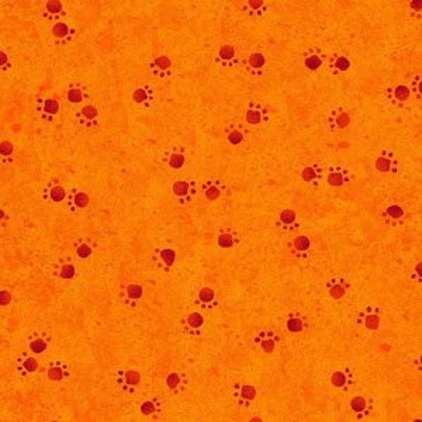 Fabric By The Yard Novelty cat Orange/Red  Woof and Whiskers by Epic Fabrics.