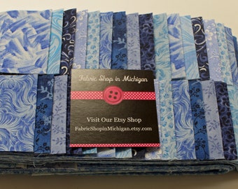 Jelly Roll Prints Blues MDG Jelly Roll, 40 strips 2 1/2 x 45 &quot; 100 percent Quality Cotton.