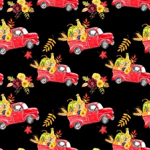 Fabric By The Yard Novelty Harvest Fall MDG Harvest Haul, Black