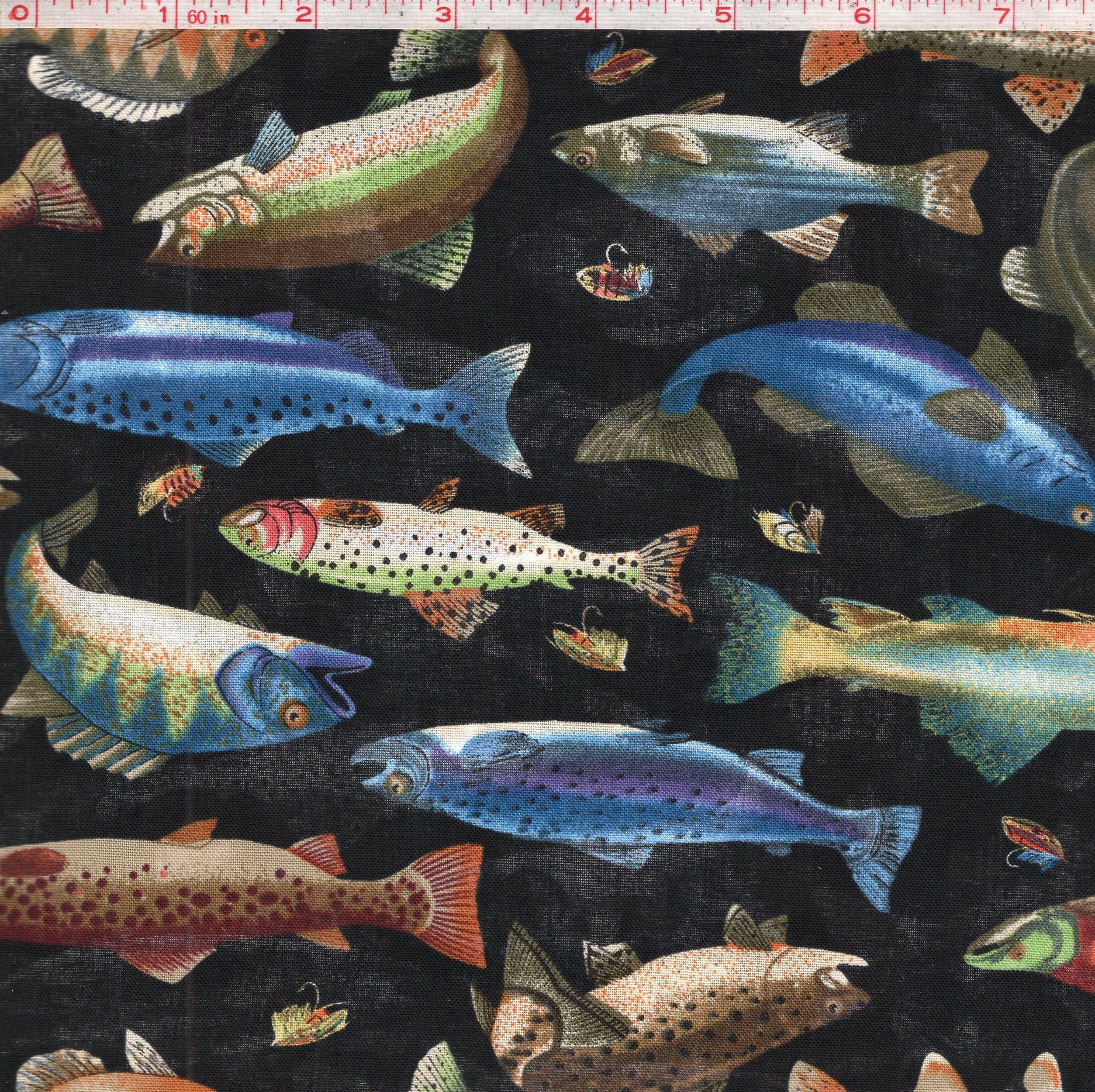 Fabric By The Yard Novelty Fish, Timeless Treasures Swimming Fish Black