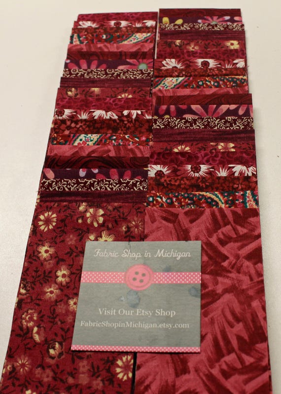 Jelly Roll Prints Burgundy MDG Jelly Roll, 40 Strips 2 1/2 X