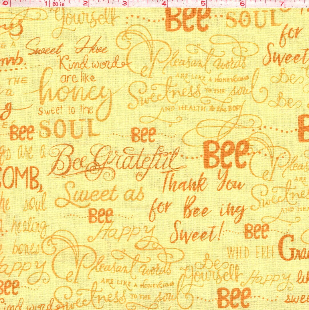 Fabric by the Yard Bees Timeless Treasures Bee Phrases on Yellow - Etsy