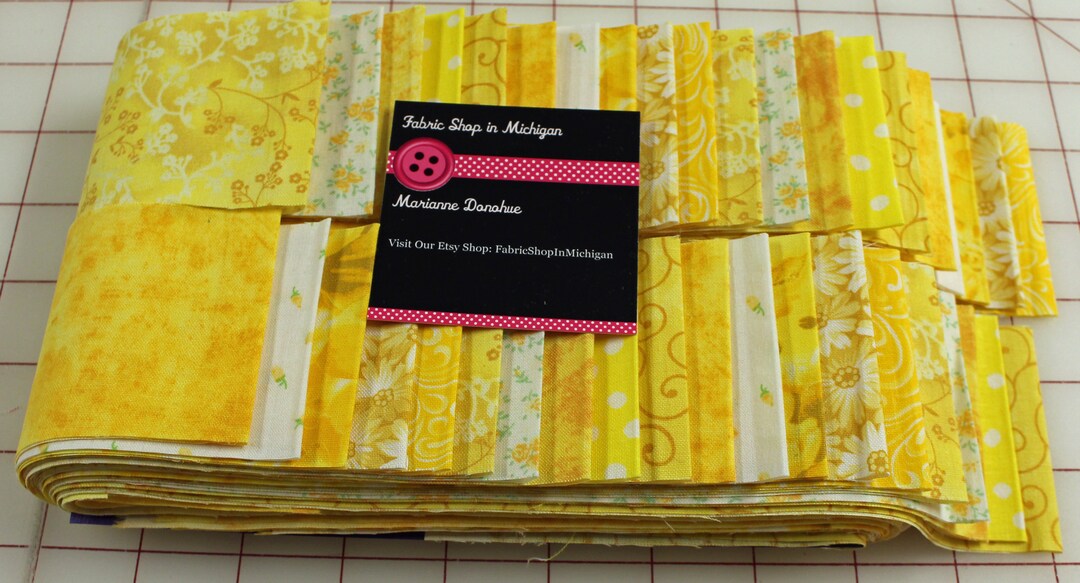 Jelly Roll Prints Yellow Jelly Rolls 40 X 2 1/2 Inch Strips 100 Percent Quality Cotton Etsy