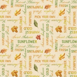 Fabric By The Yard Novelty, Autumn, Wilmington Prints Harvest Gold