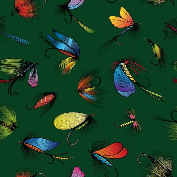 Man Fly Fishing Fabric Etsy