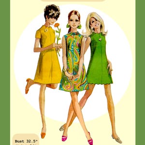 A-Linien-Minikleider von 1968 – PDF-Schnittmuster herunterladen