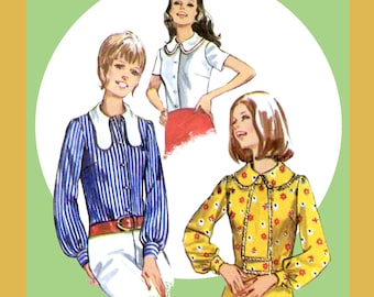Blusas com gola estilo anos 70 - Download do molde em PDF